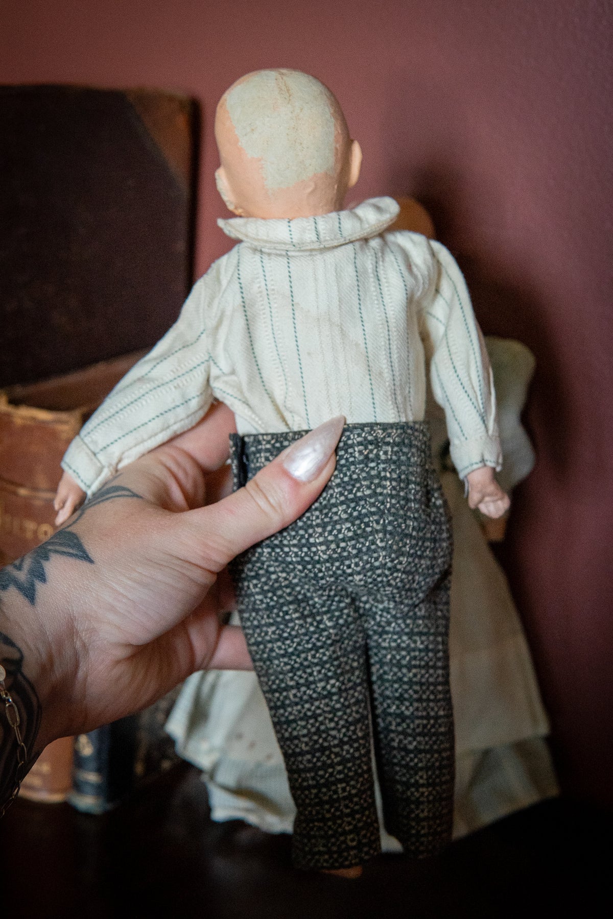 Creepy old grandma and grampa papier mâché dolls