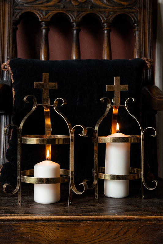 Pair vintage cross chrurch fixtures