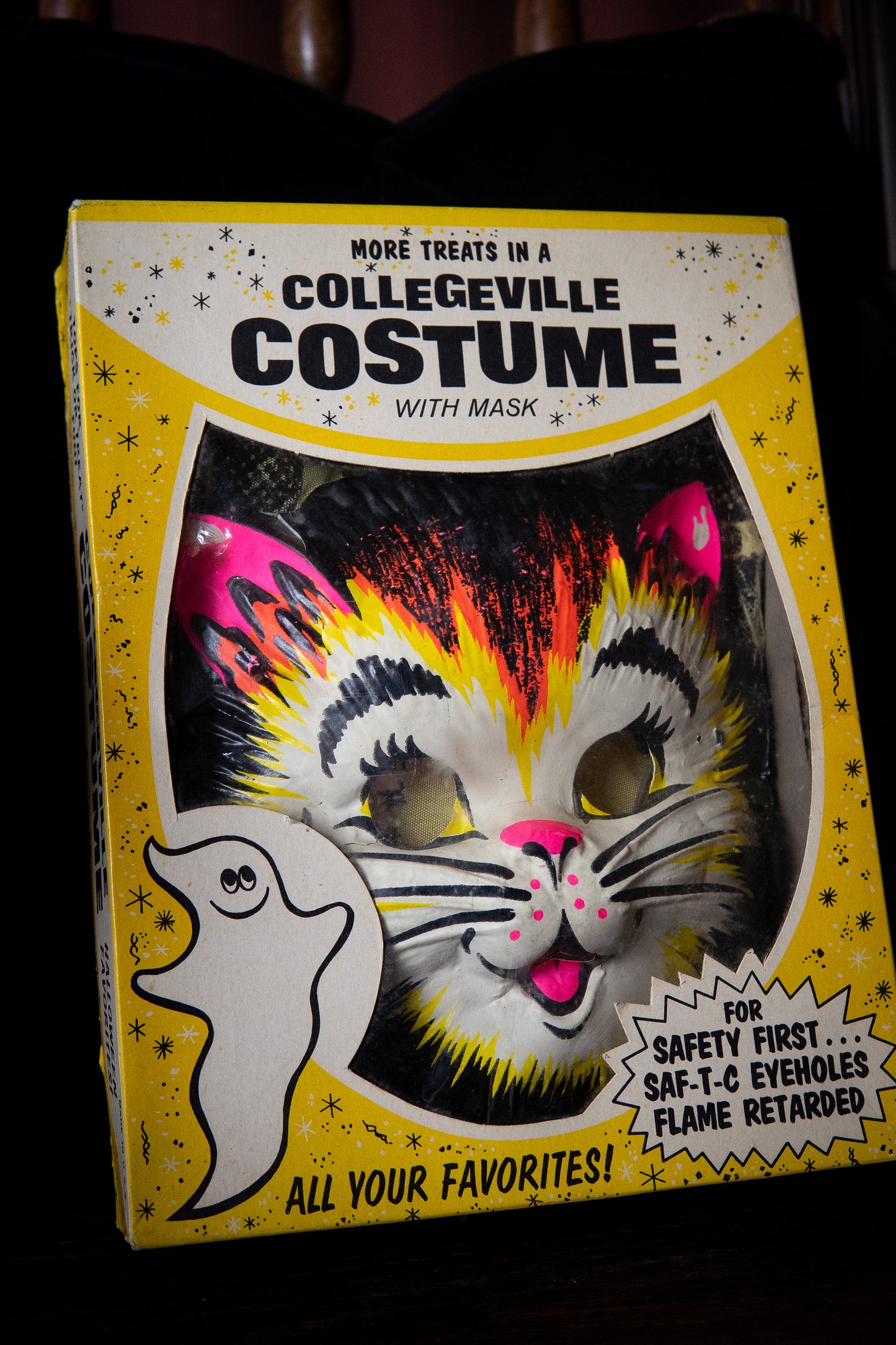 vintage Collegeville kitten Halloween costume with mask in original box
