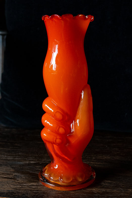Glass victorian style hand vase