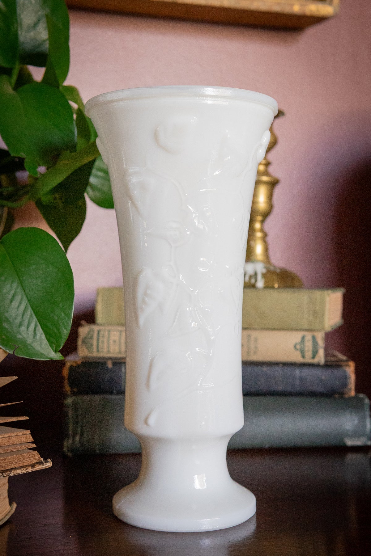 Vintage Milk Glass Pedestal Vase