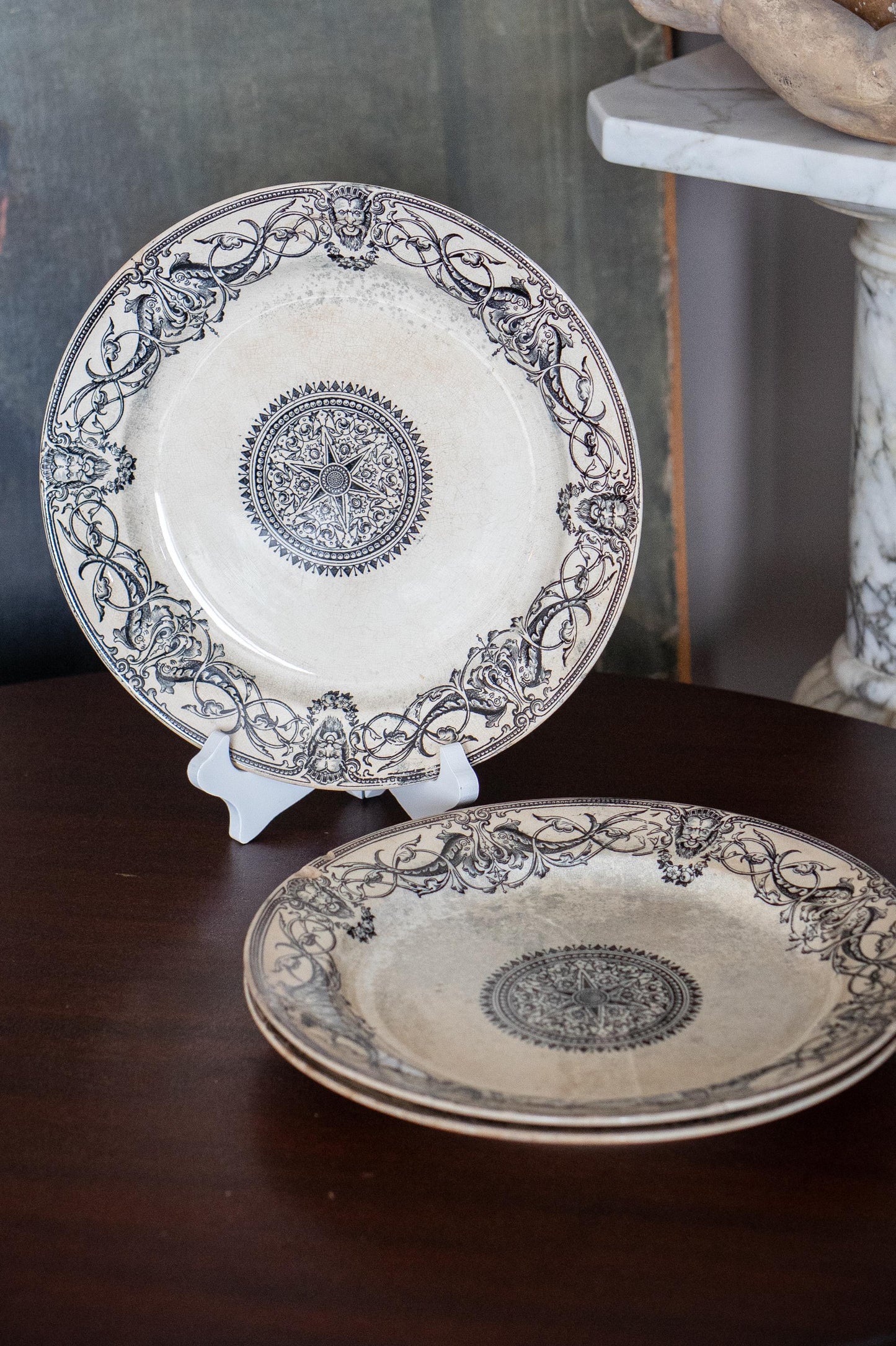 Rare Antique gothic 1870 T. Furnival & sons florentine pattern plates