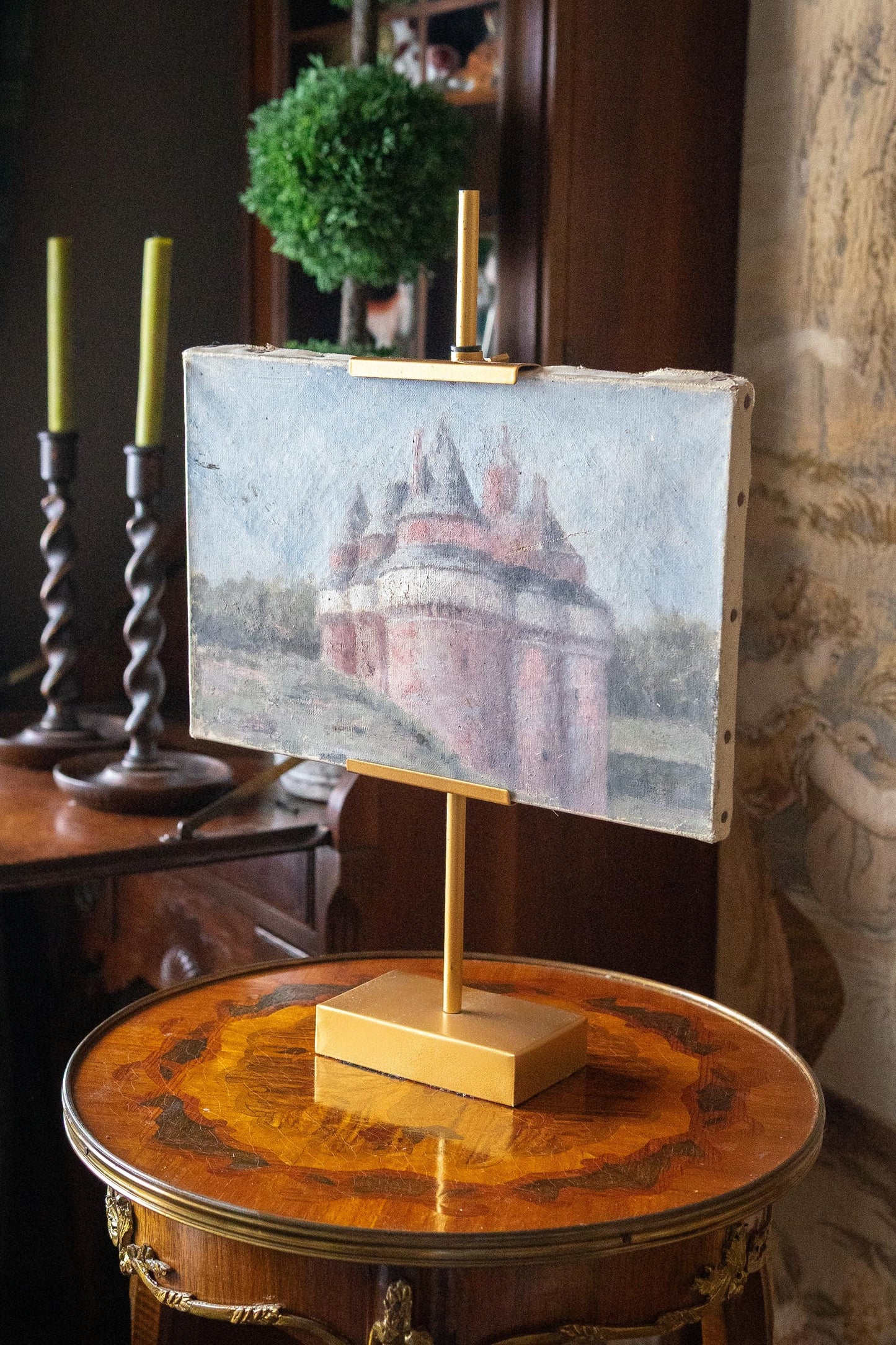 19th century french castle oil painting