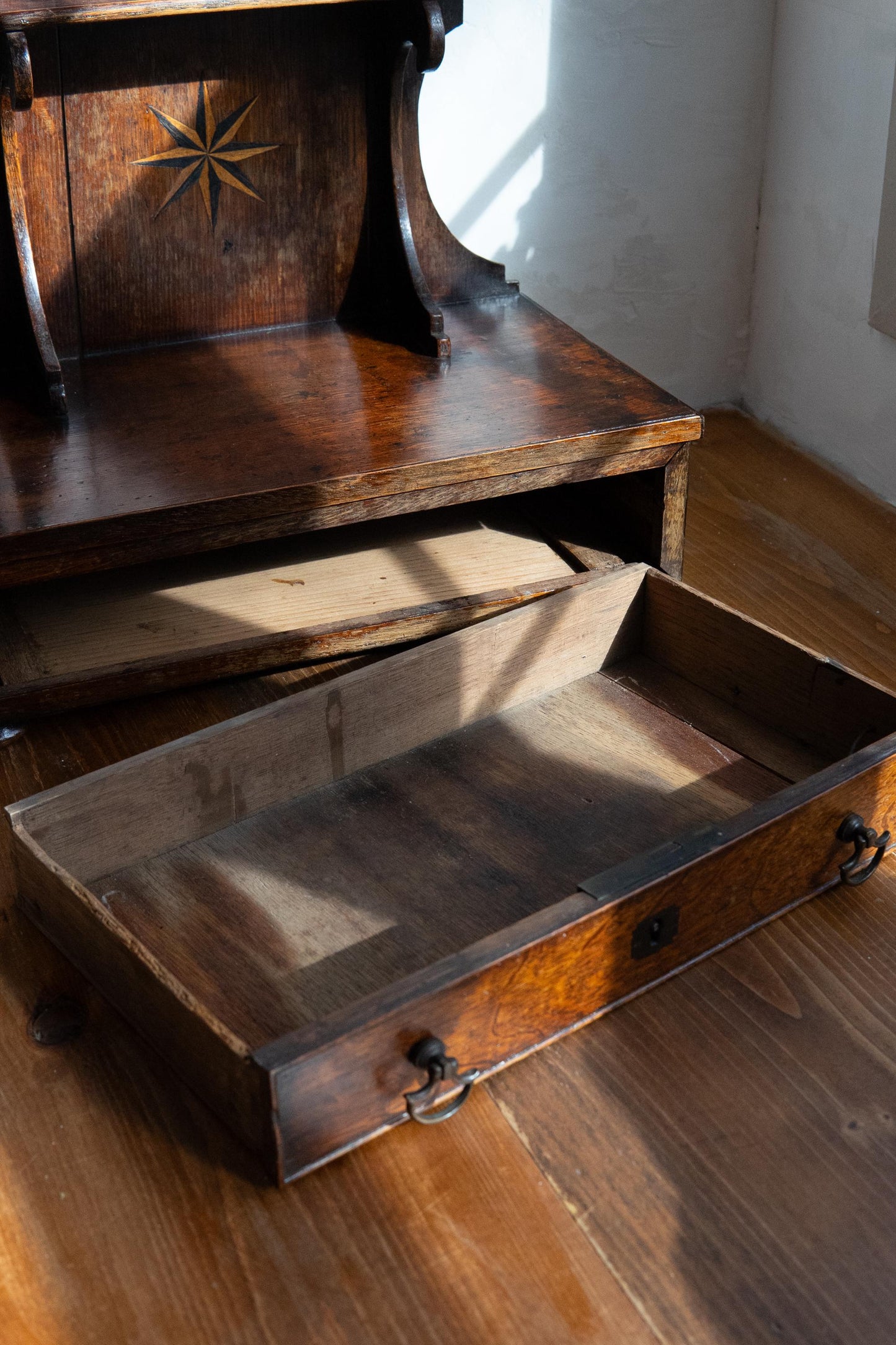 Georgian Antique Wooden Wall Shelf with Drawer
