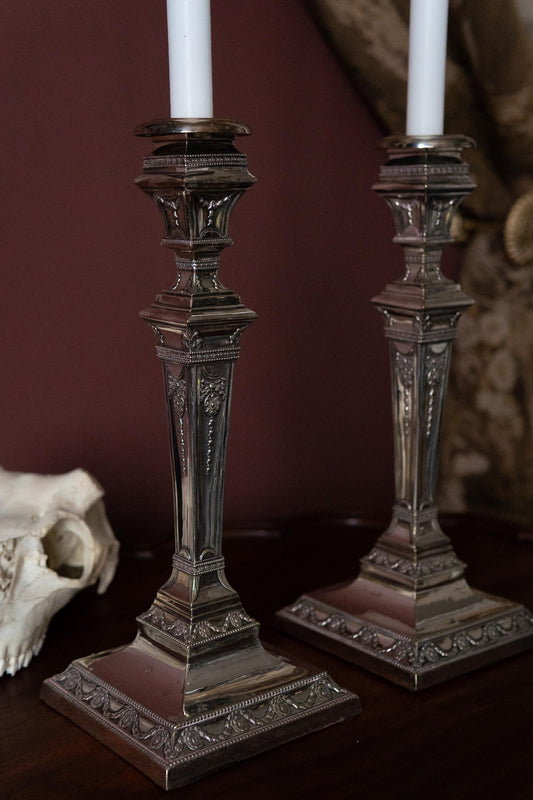 Victorian english silver plate candle holders