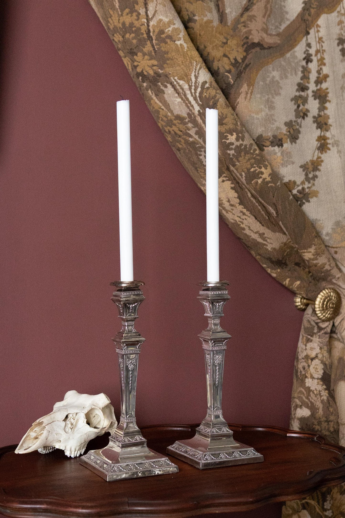 Victorian english silver plate candle holders
