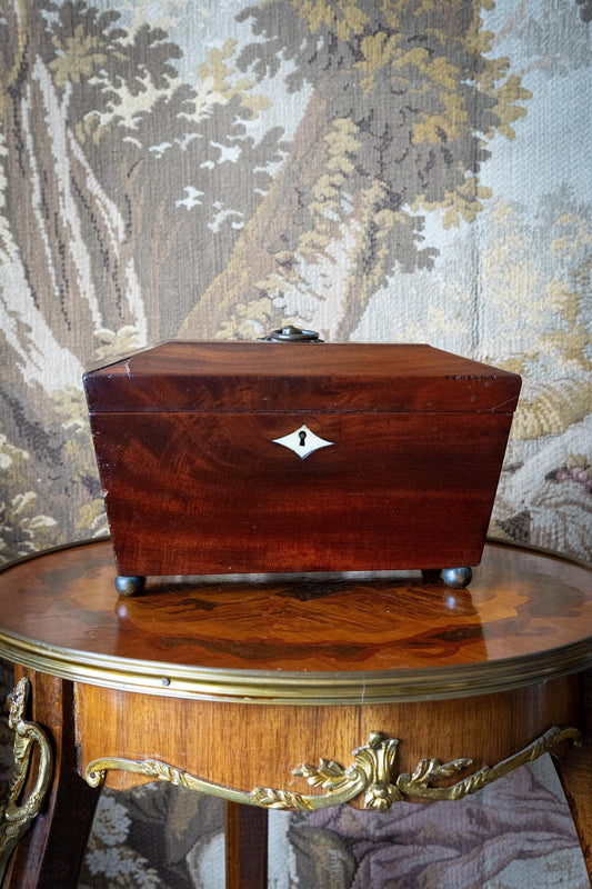 Antique early 19th Century Mahogany Tea Caddy. Georgian Style Tea Box