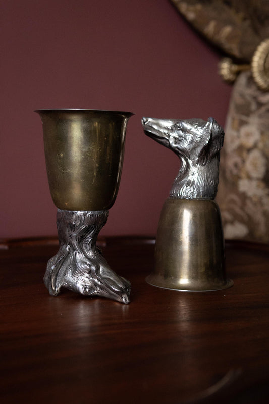 Vintage dog stirrup cups