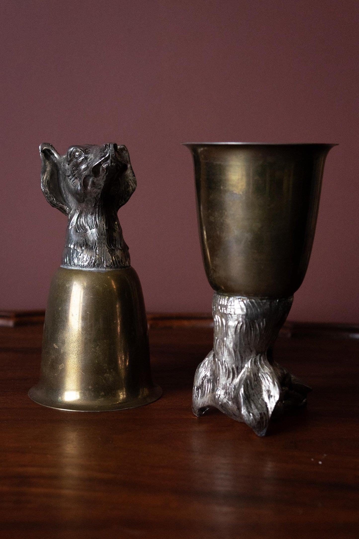 Vintage dog stirrup cups