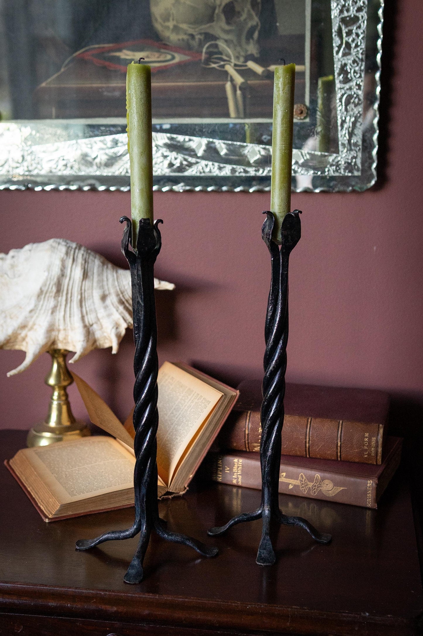 Pair of Twisted Iron Candlesticks