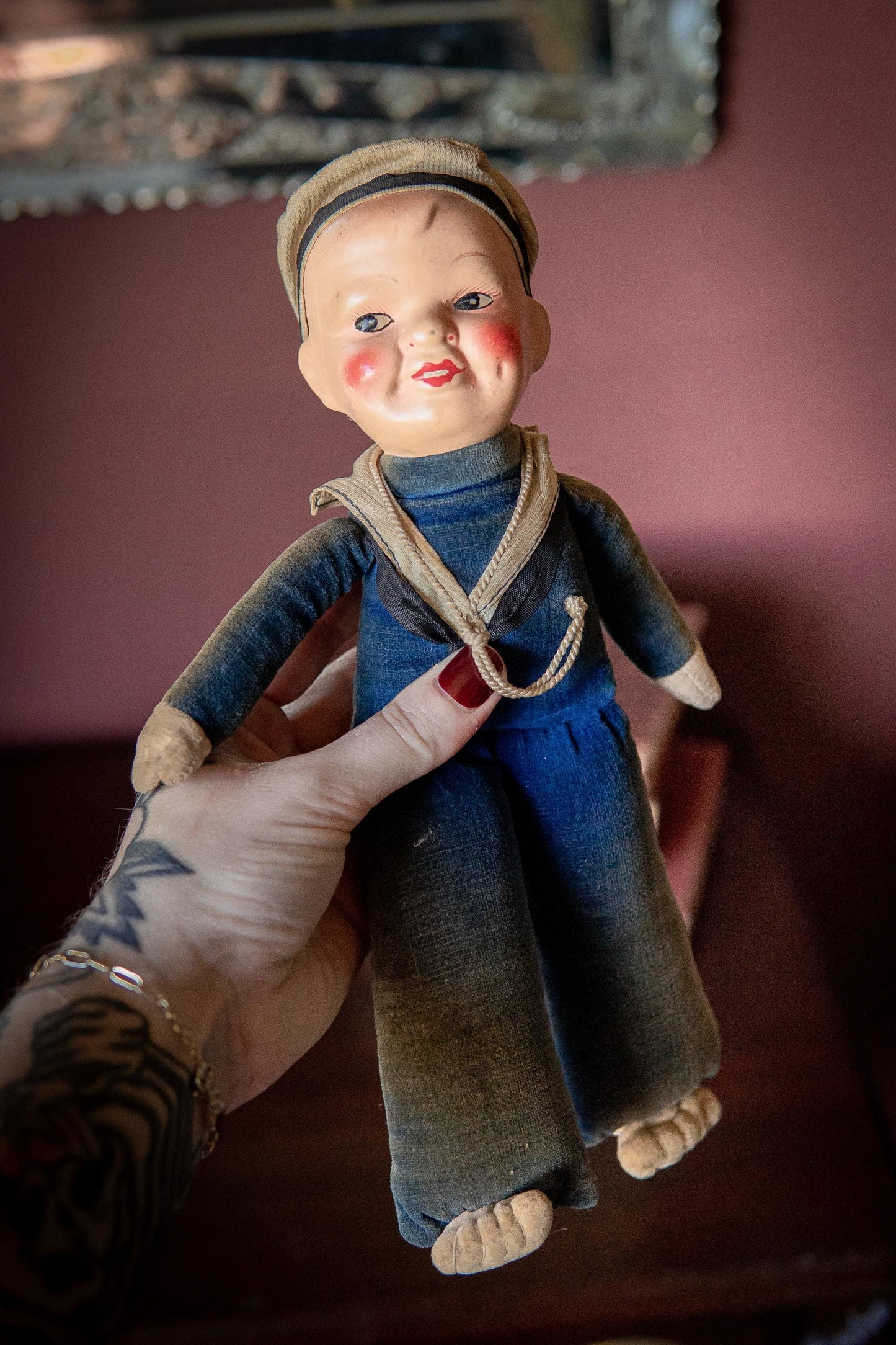 1930s Holland America Sailor Doll. Vintage Cruise Souvenir Doll