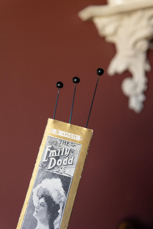 Antique Emily Dodd Hat Pins on Original packaging