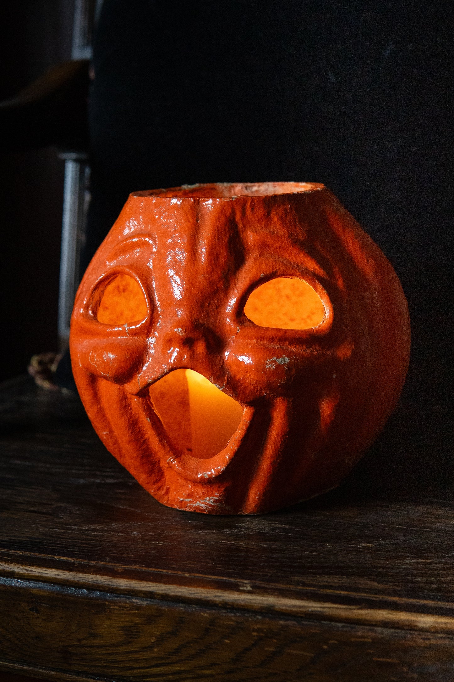 antique papier mâché jack o’lantern lantern Halloween decoration