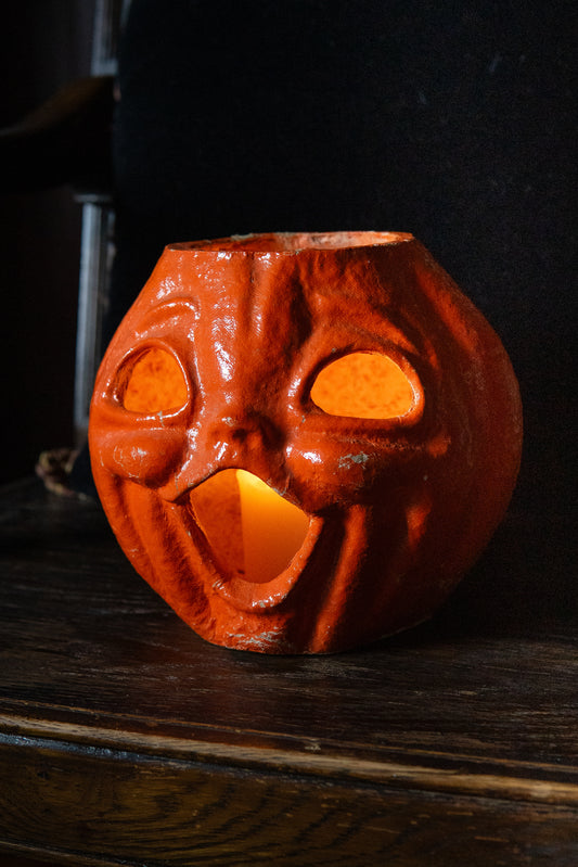 antique papier mâché jack o’lantern lantern Halloween decoration