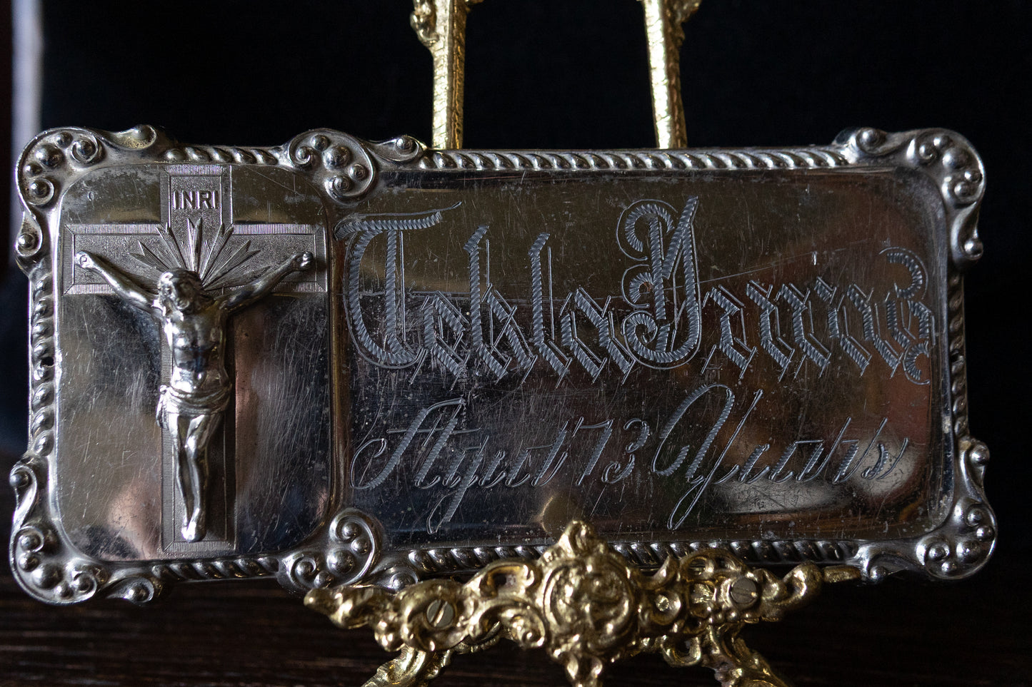 Antique corpus crusifix coffin plaque
