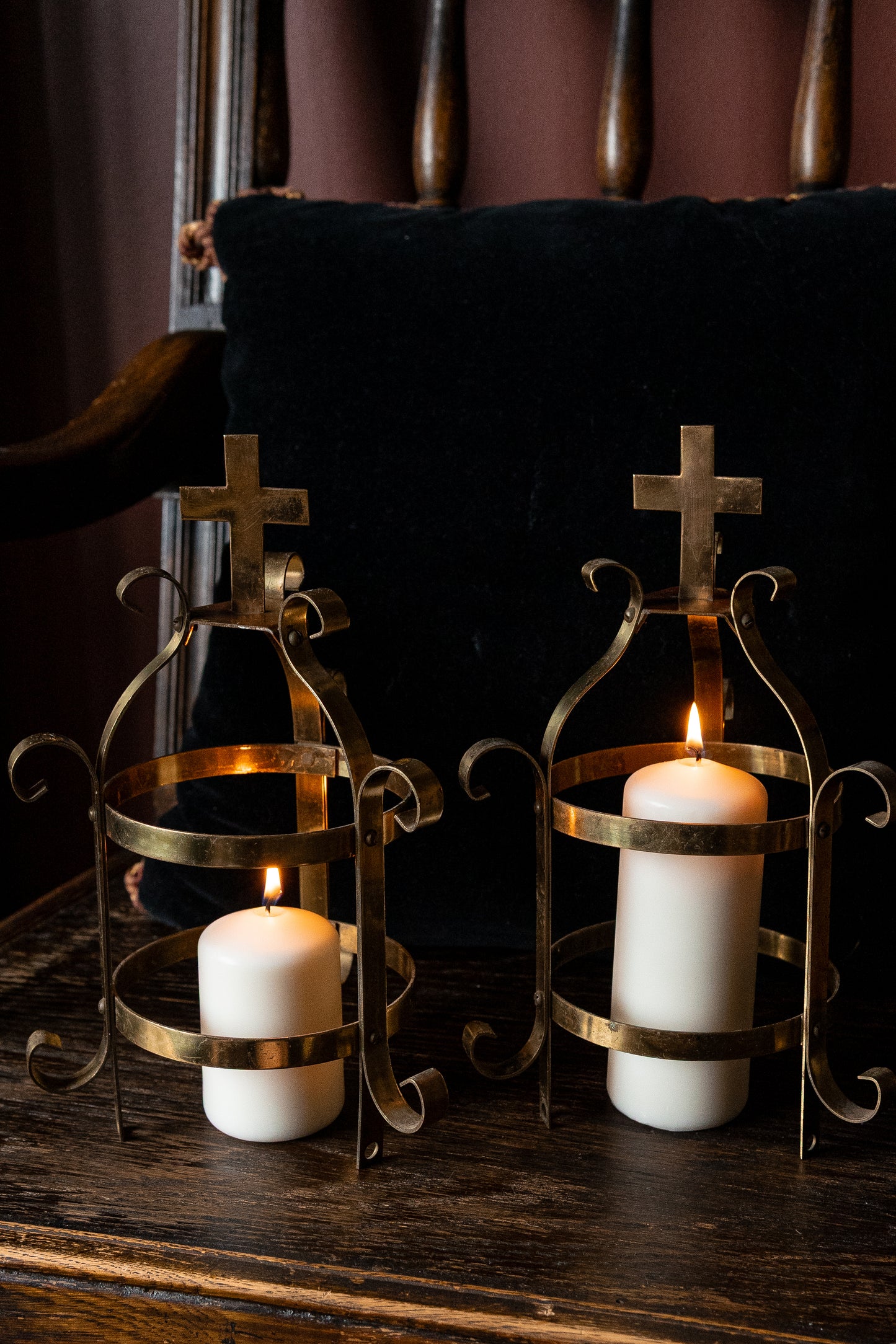 Pair vintage cross chrurch fixtures