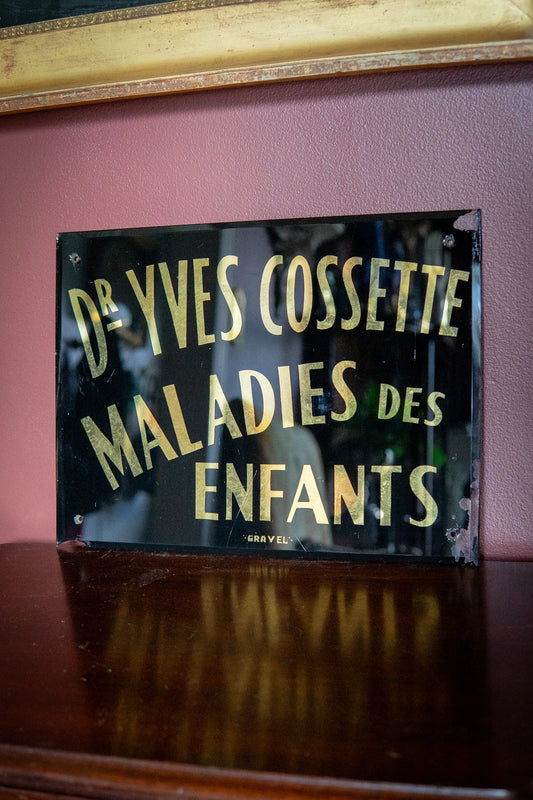 1940’s Reverse painted glass pediatric medical sign