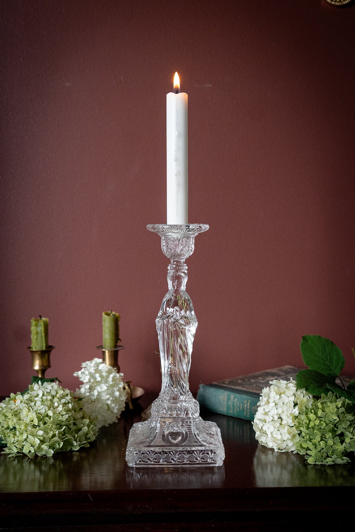 Vintage Madonna Glass Candleholder