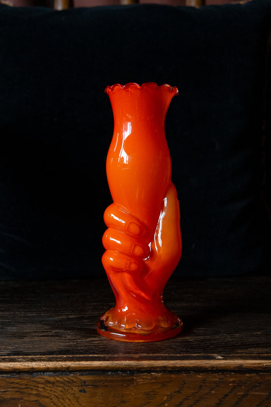 Glass victorian style hand vase