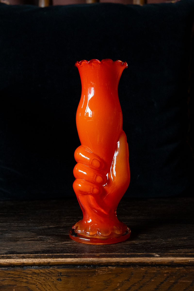 Glass victorian style hand vase