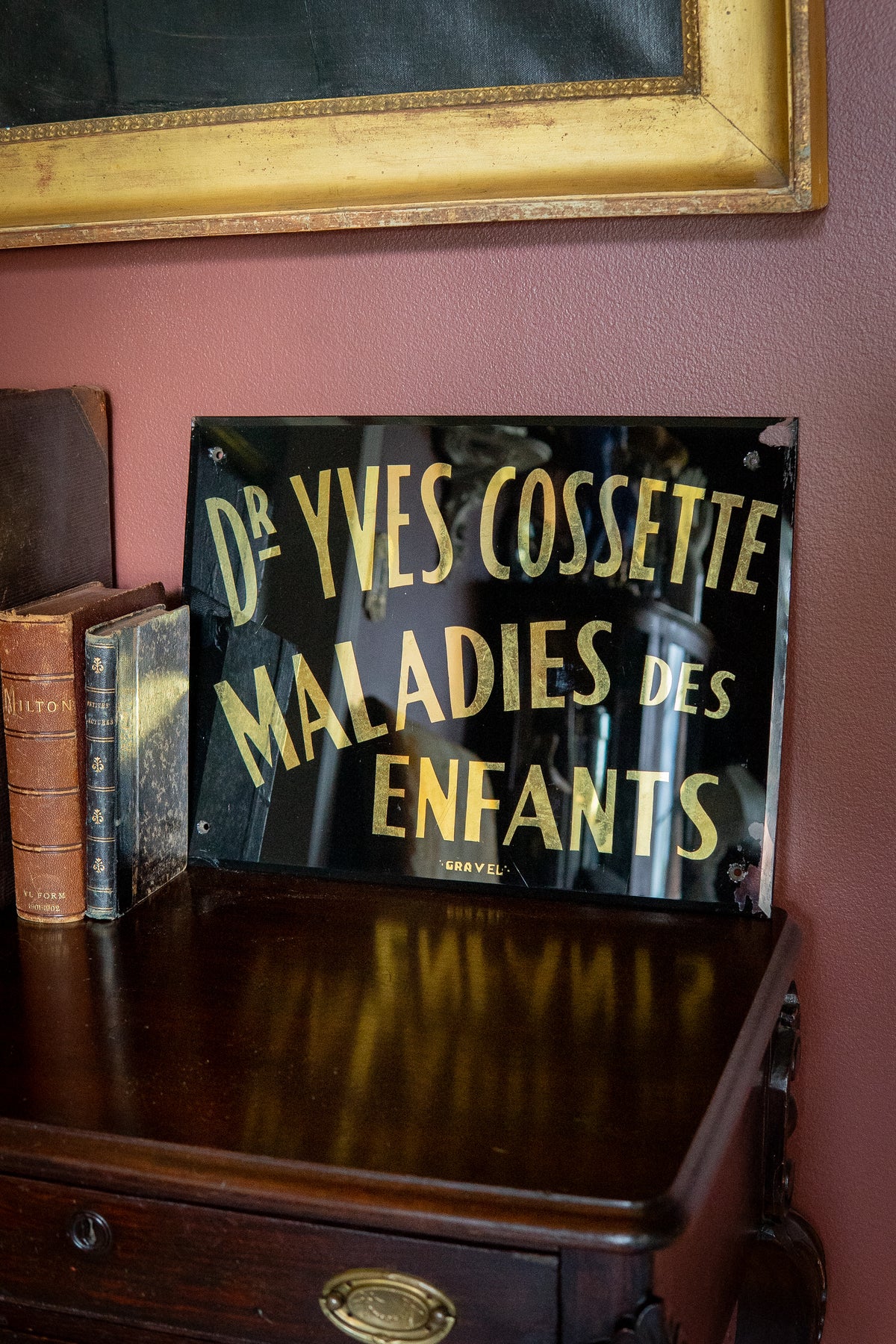 1940’s Reverse painted glass pediatric medical sign