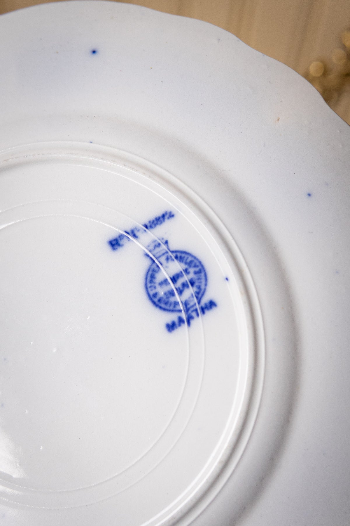 Pair of antique flow blue dessert plates