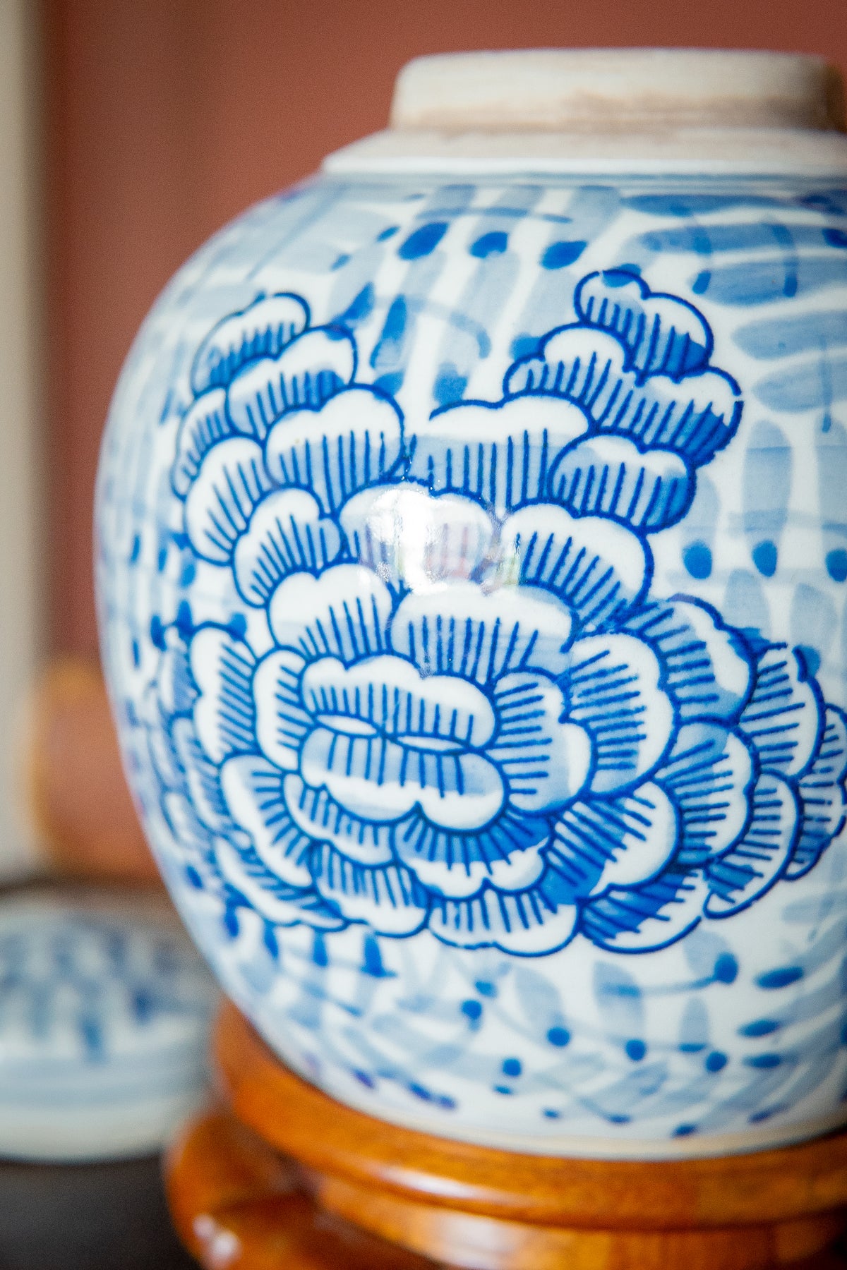 Vintage blue & white ginger jar