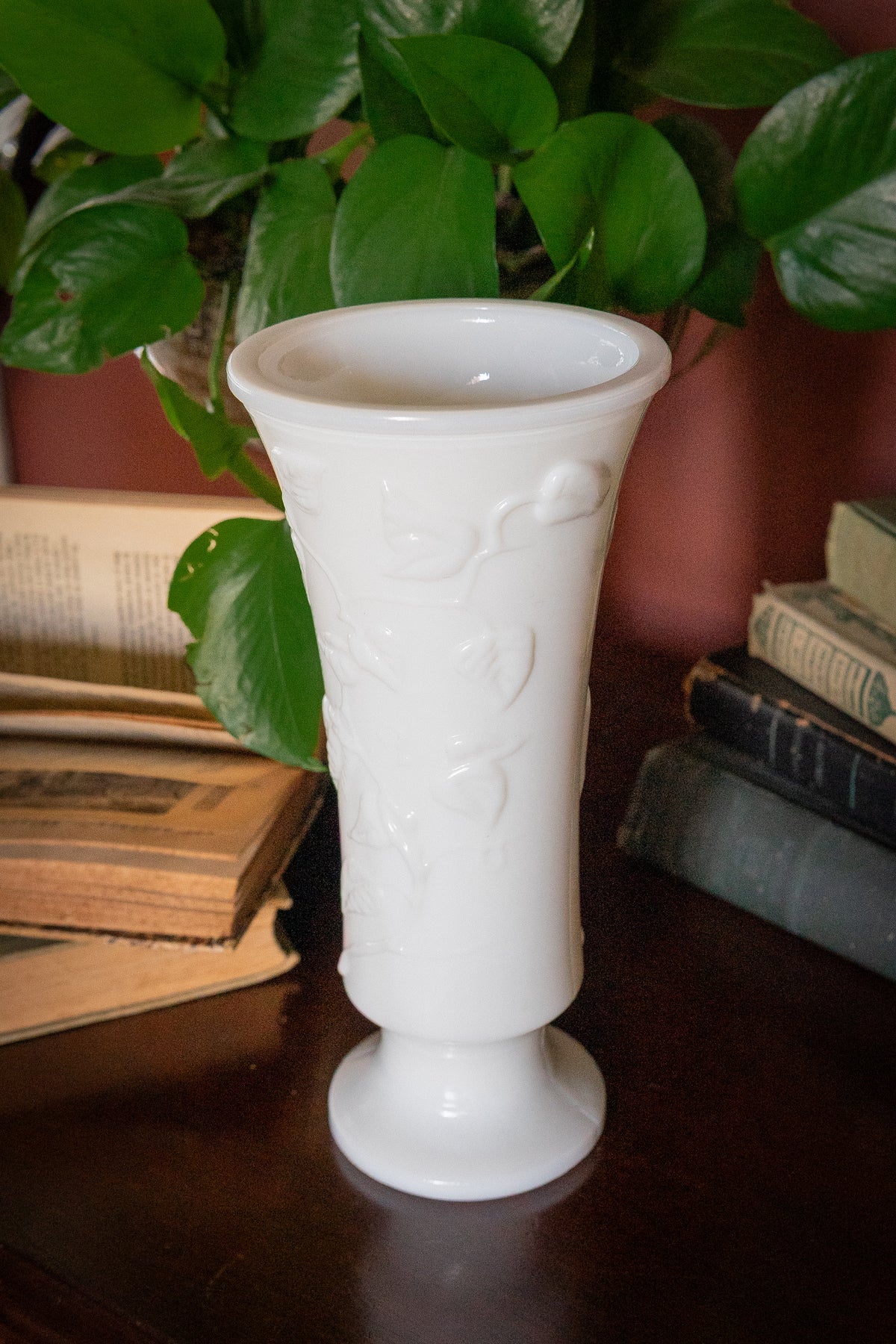 Vintage Milk Glass Pedestal Vase