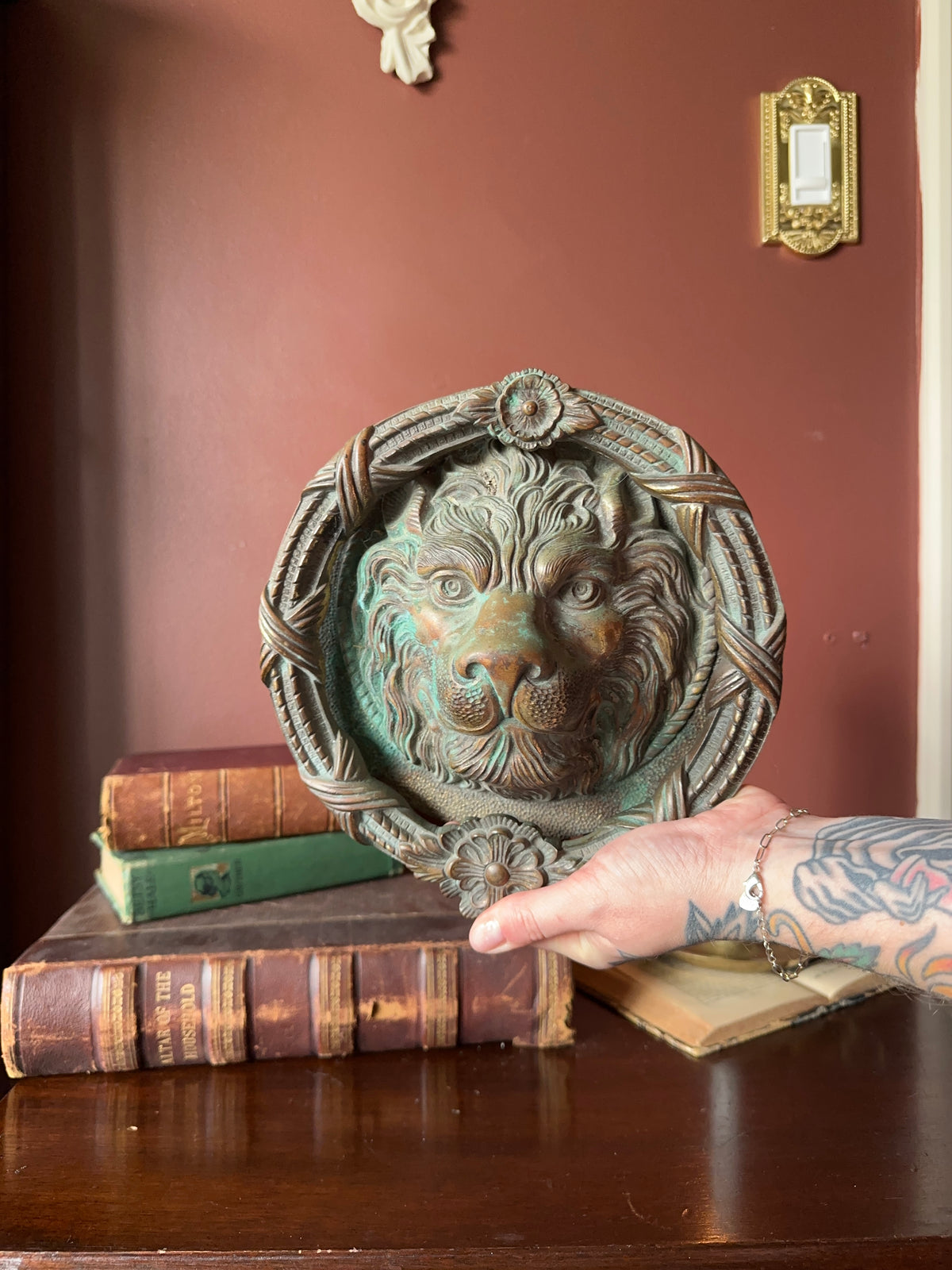 Large lion head door knocker