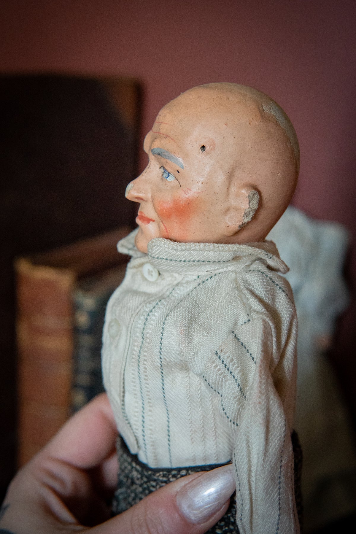 Creepy old grandma and grampa papier mâché dolls