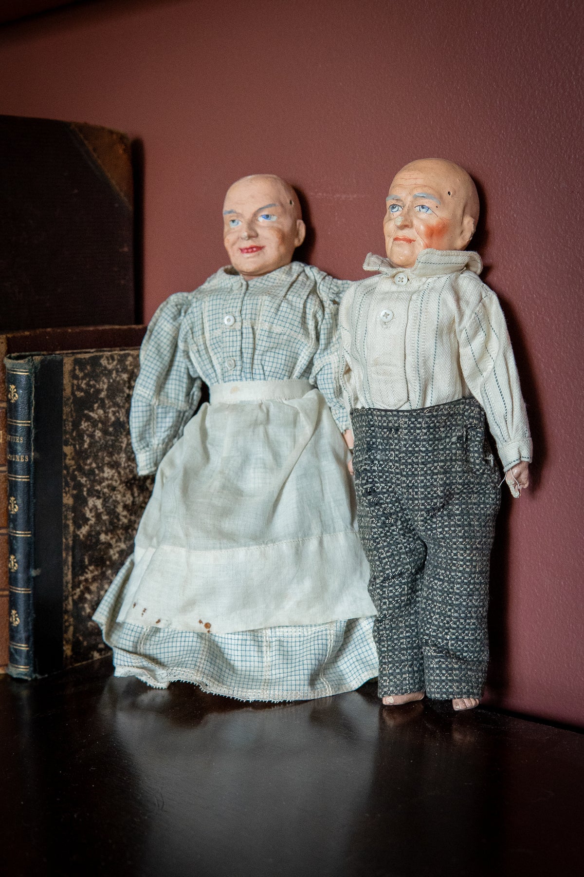 Creepy old grandma and grampa papier mâché dolls
