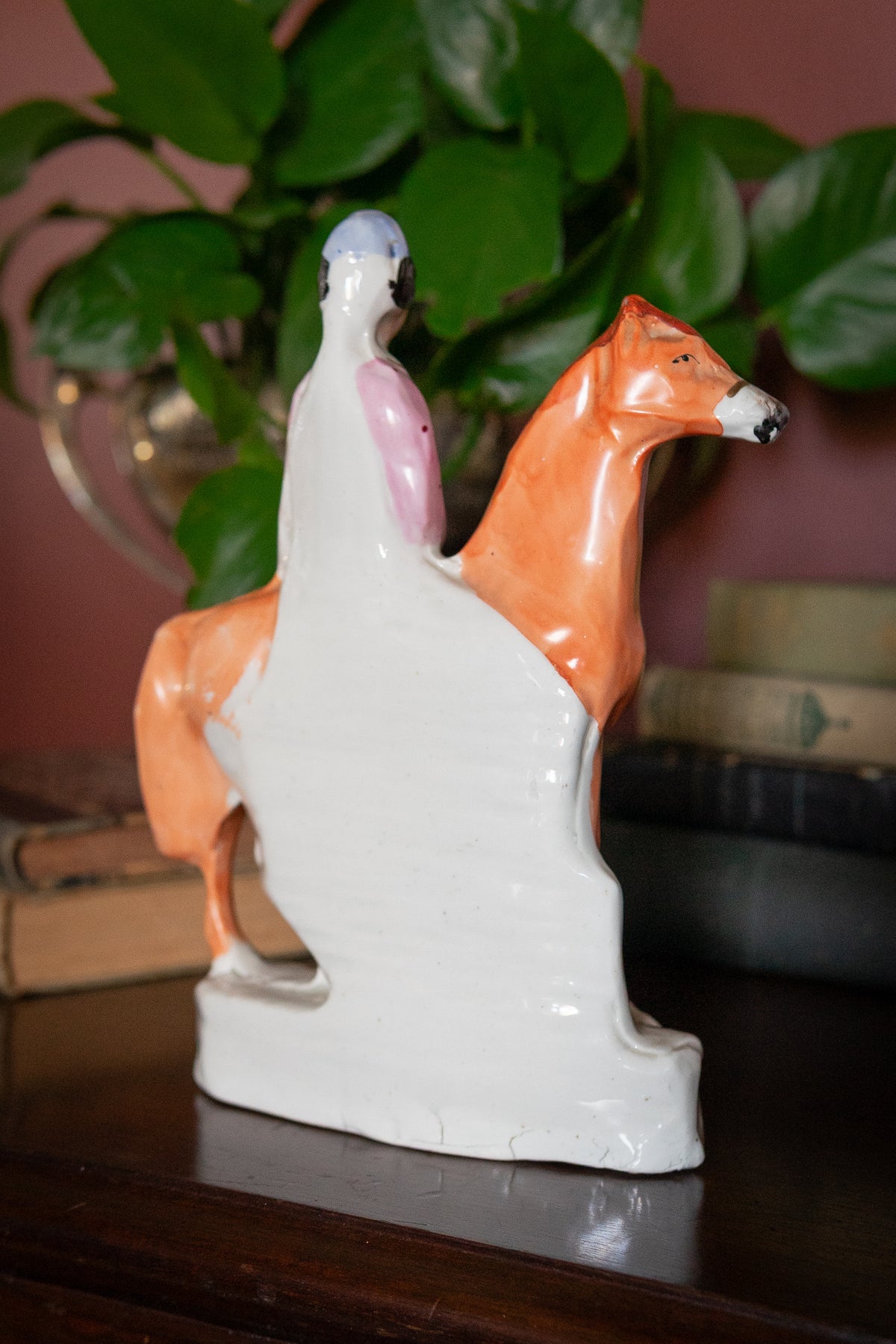 Antique Staffordshire Jockey on Horseback