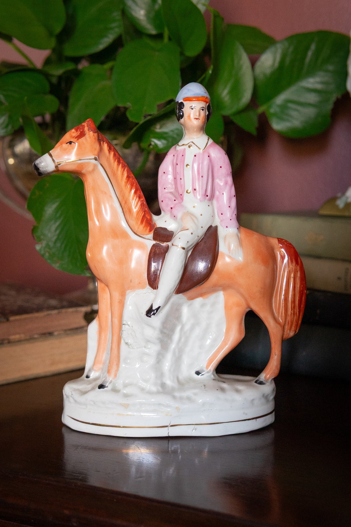 Antique Staffordshire Jockey on Horseback