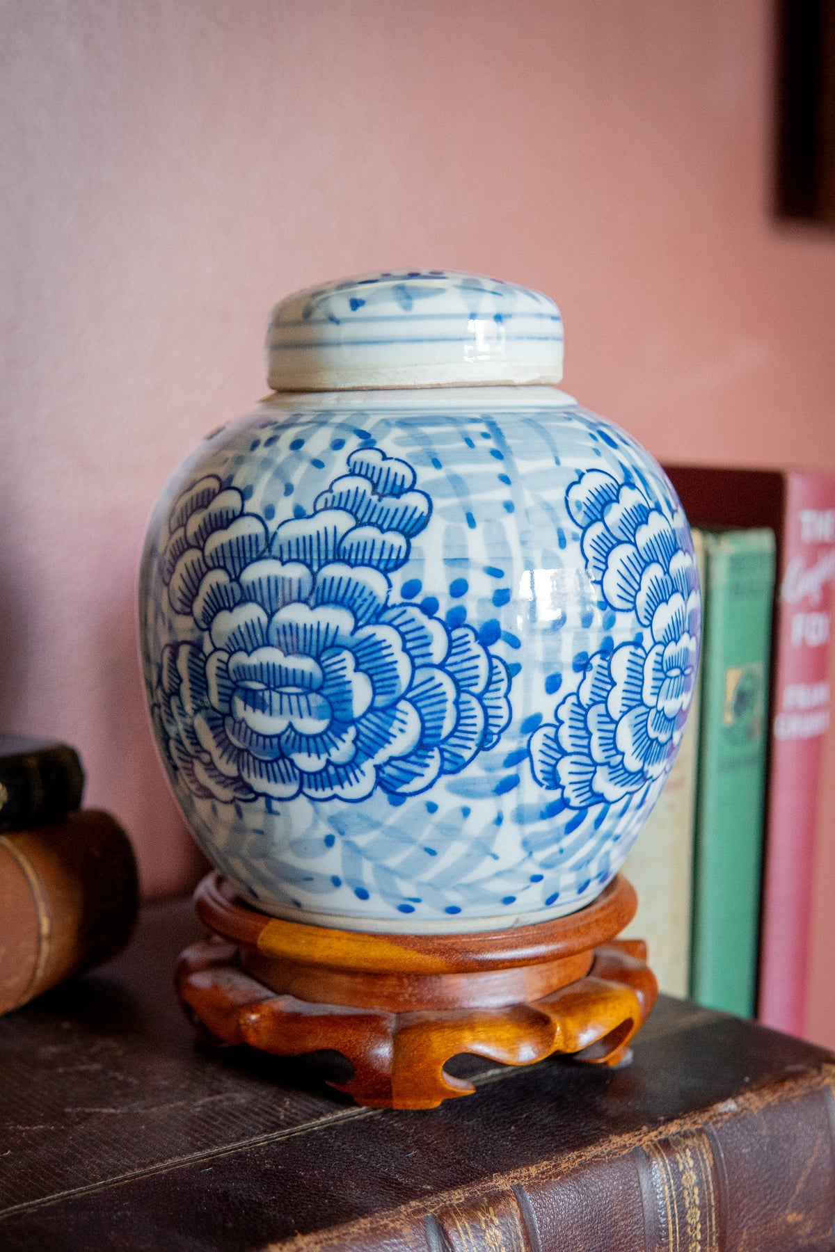 Vintage blue & white ginger jar