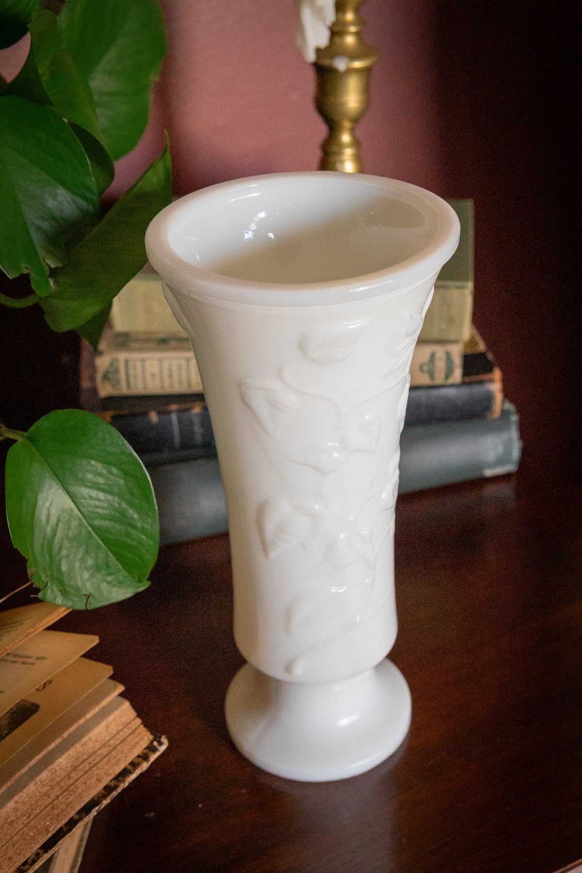 Vintage Milk Glass Pedestal Vase