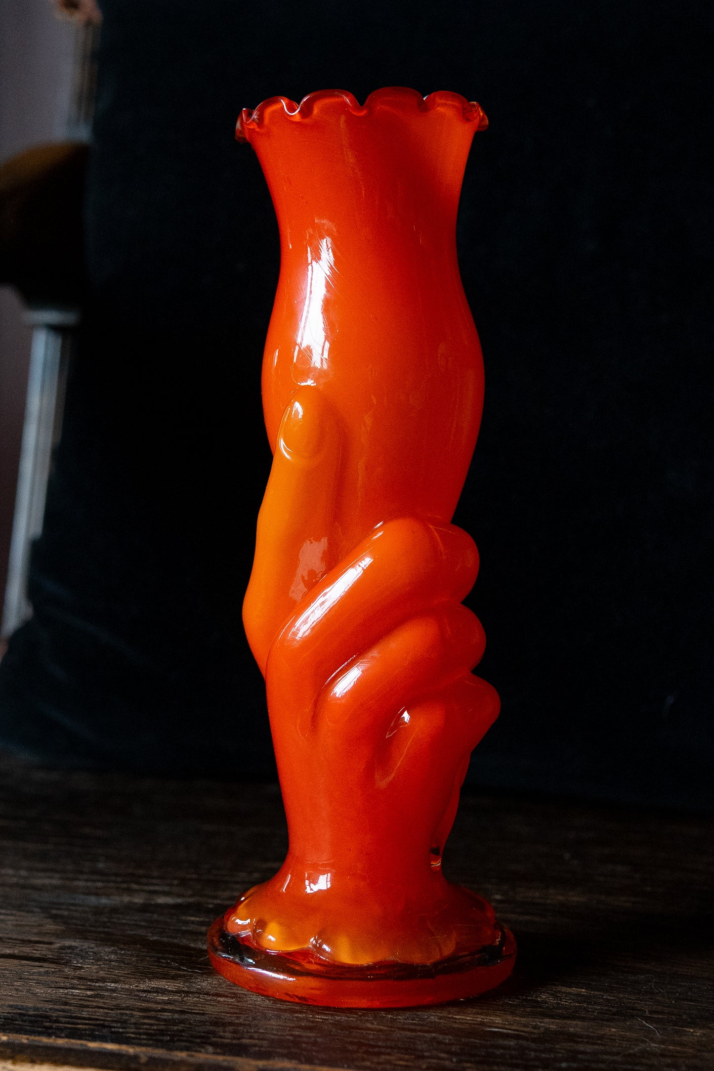 Glass victorian style hand vase