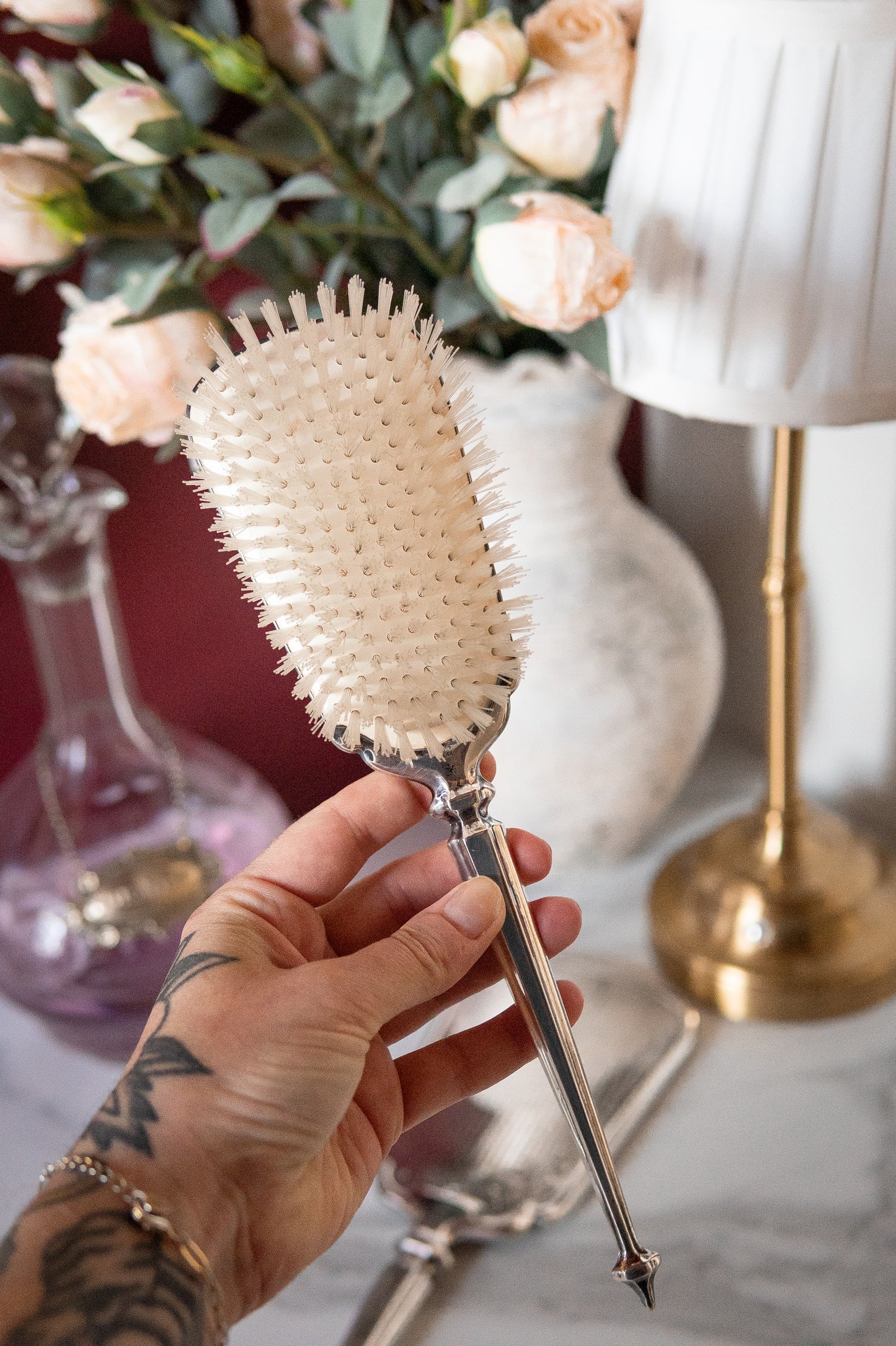 Vintage Sterling Silver Hair Brush & Hand Mirror Set