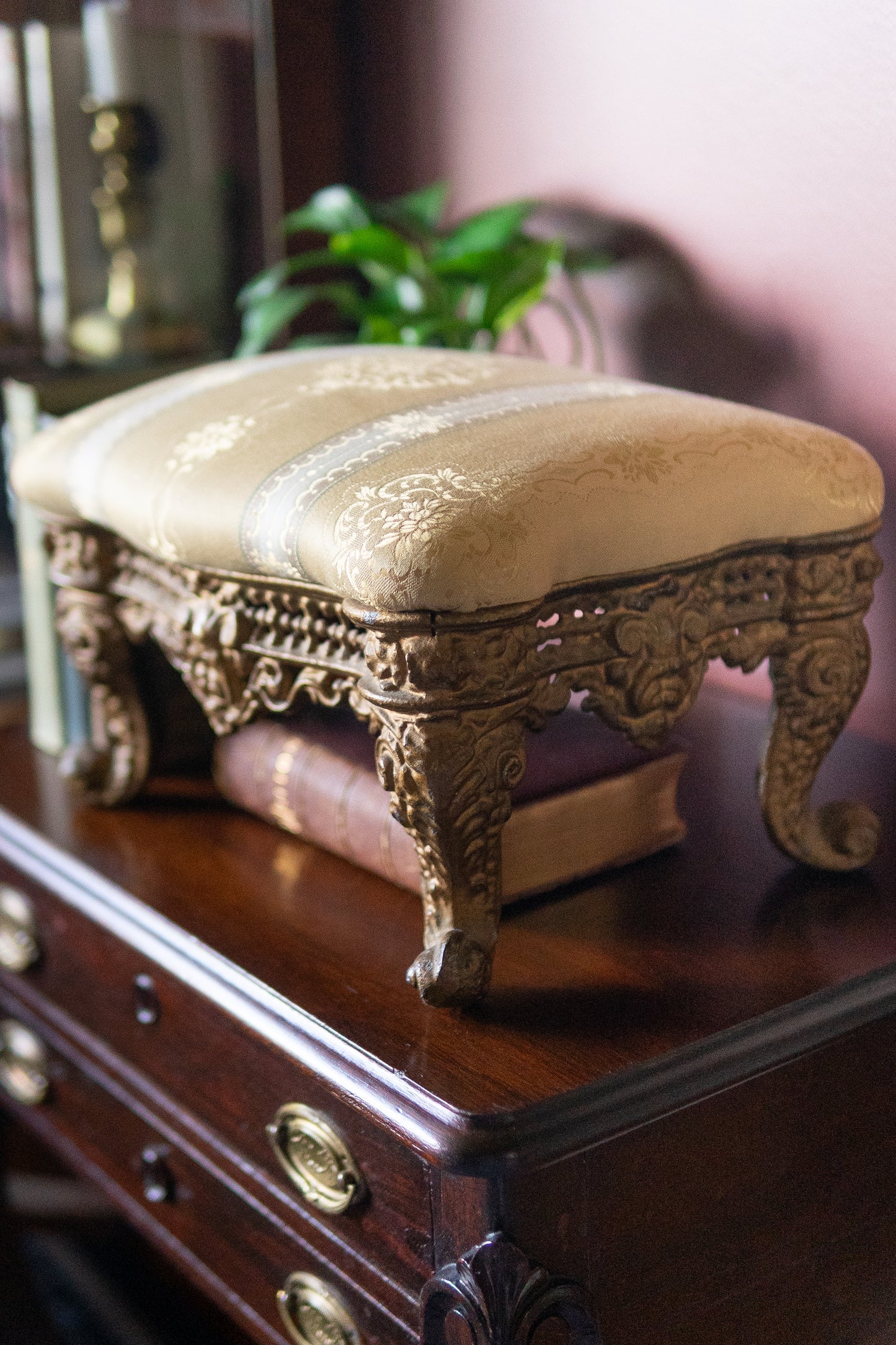 Antique cast iron victorian footstool