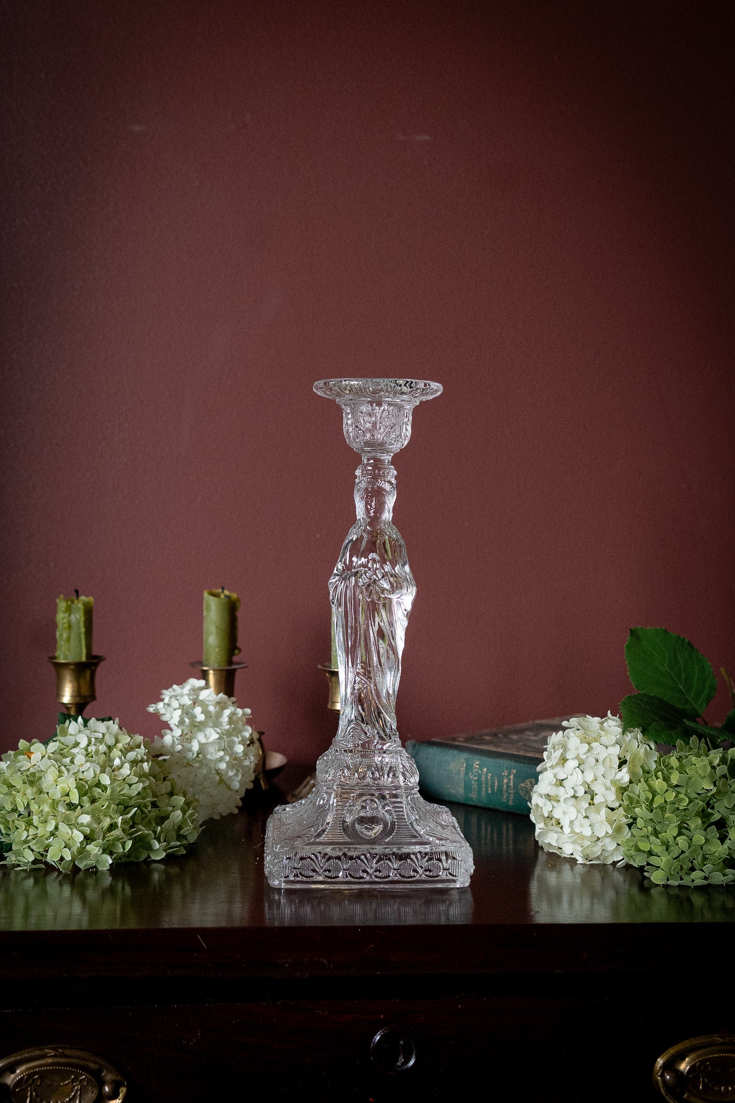 Vintage Madonna Glass Candleholder