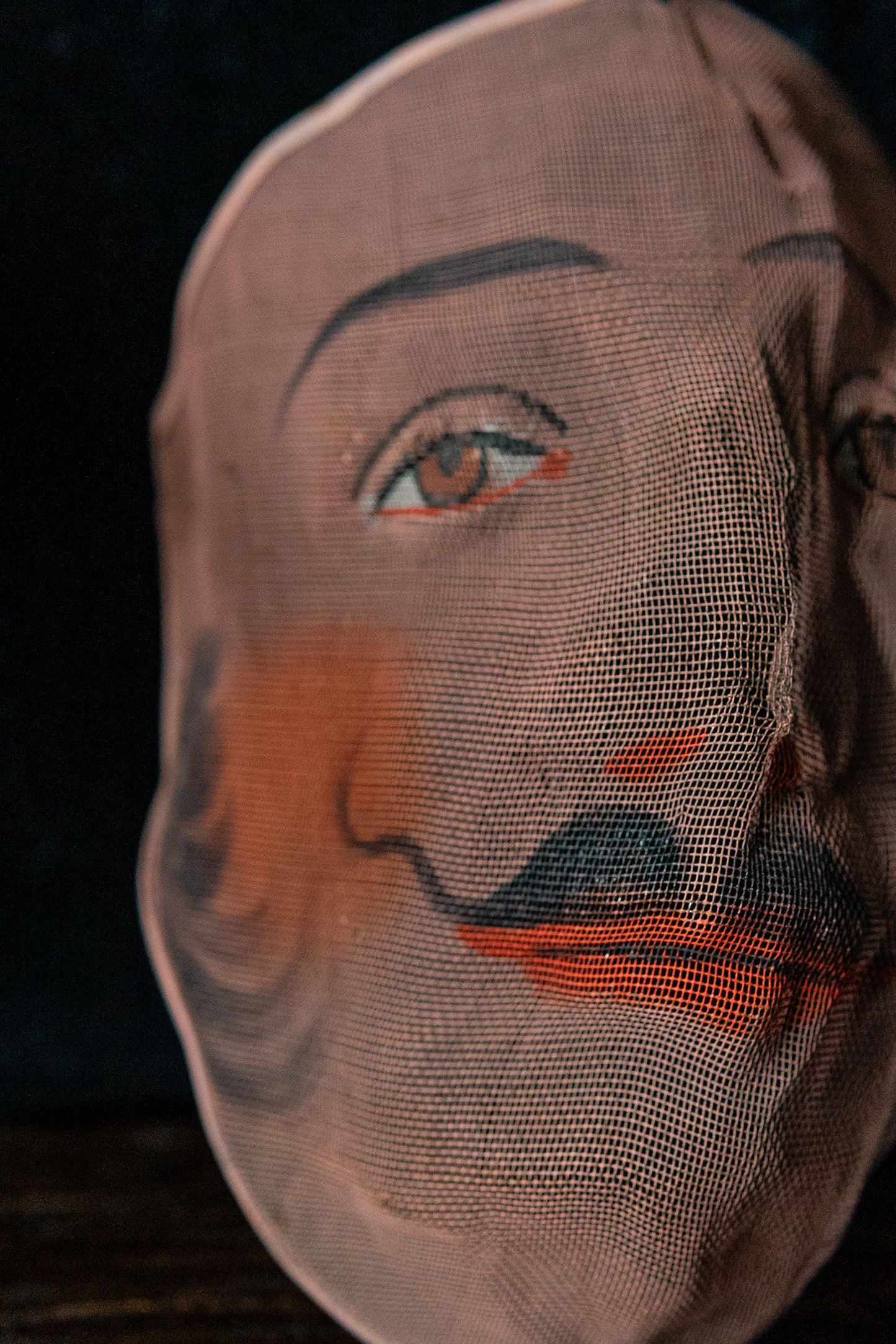 Odd fellow ceremonial painted mesh mask