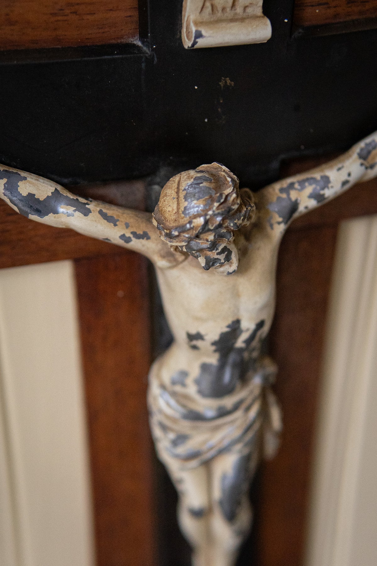 Antique wood and metal corpus crusifix_