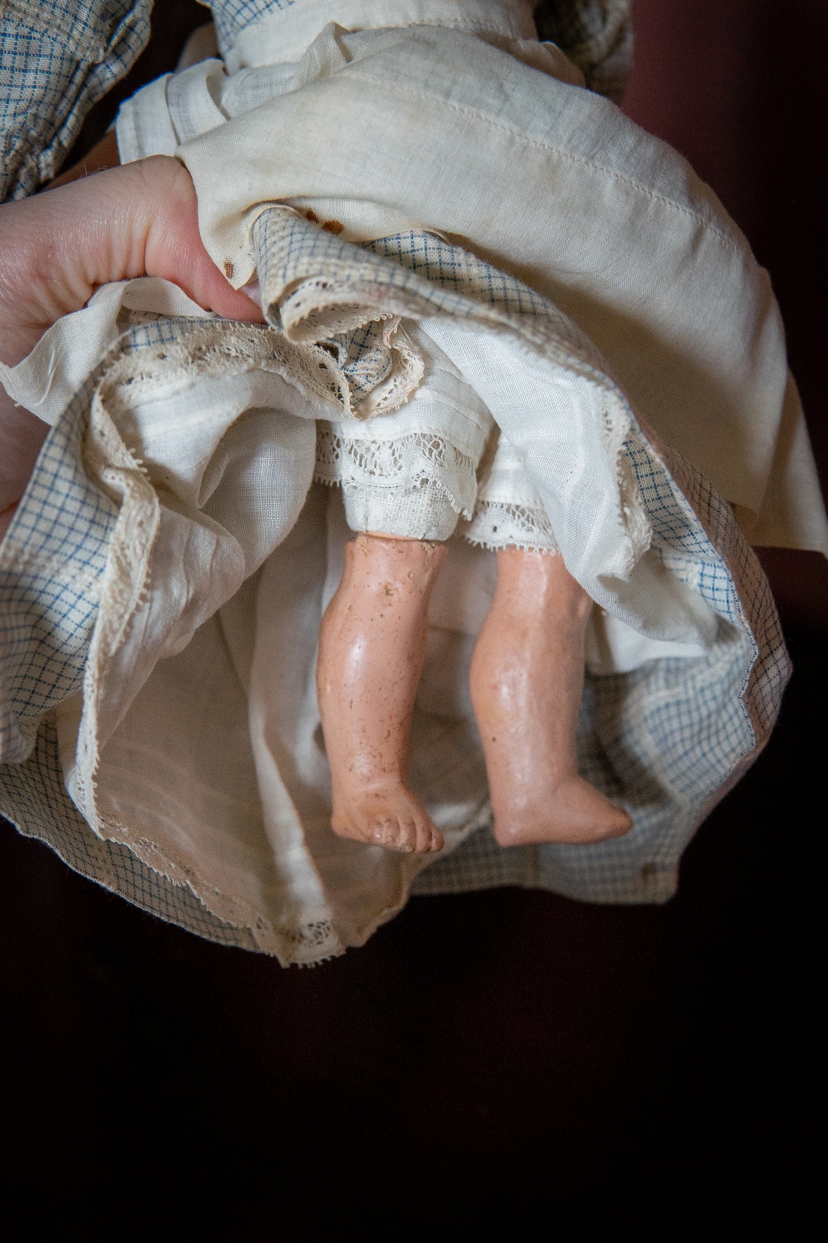 Creepy old grandma and grampa papier mâché dolls