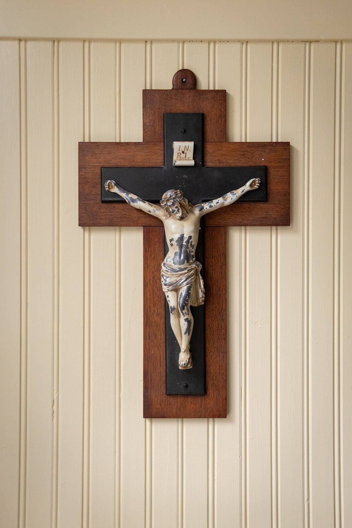 Antique wood and metal corpus crusifix_
