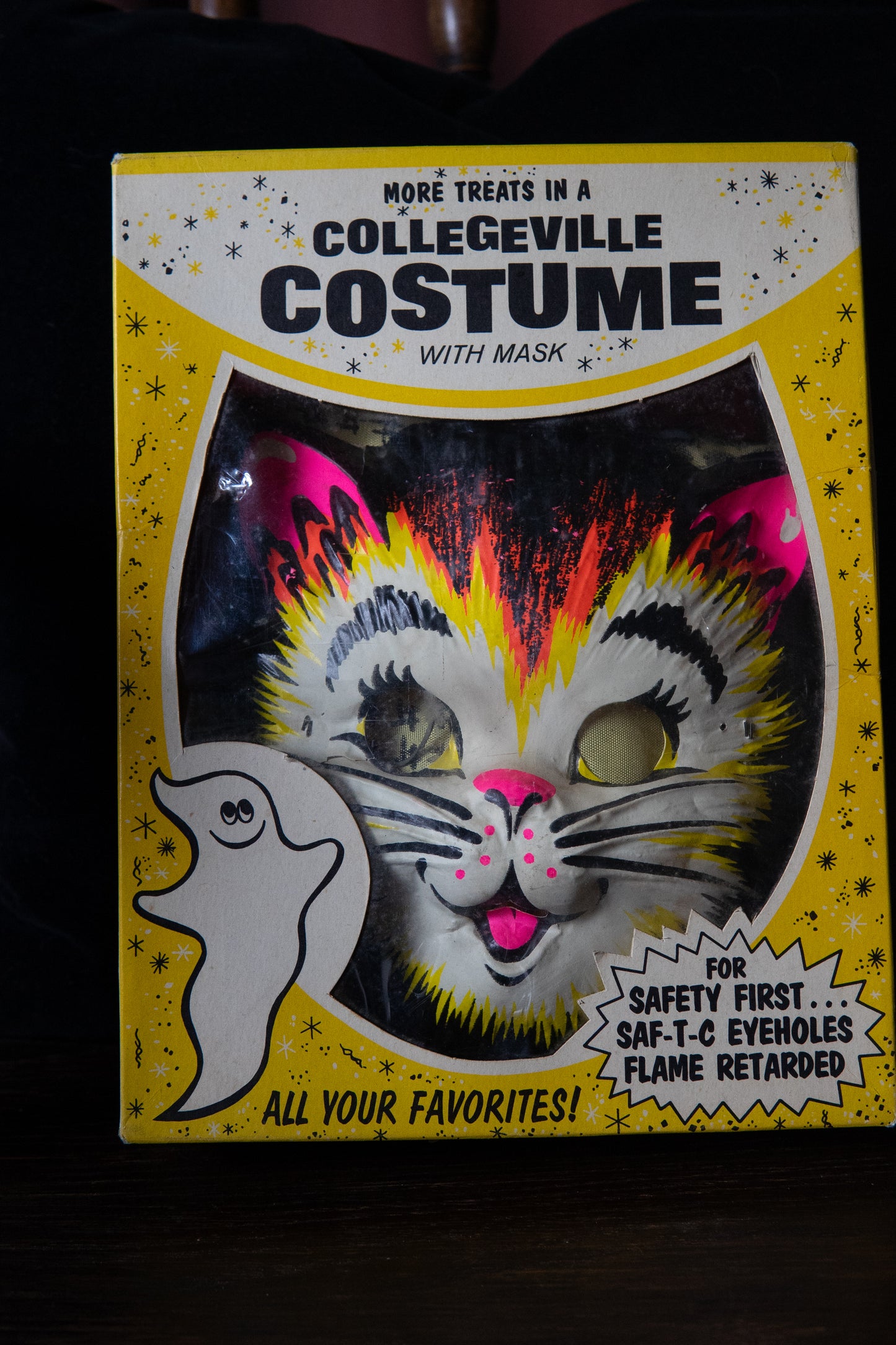 vintage Collegeville kitten Halloween costume with mask in original box