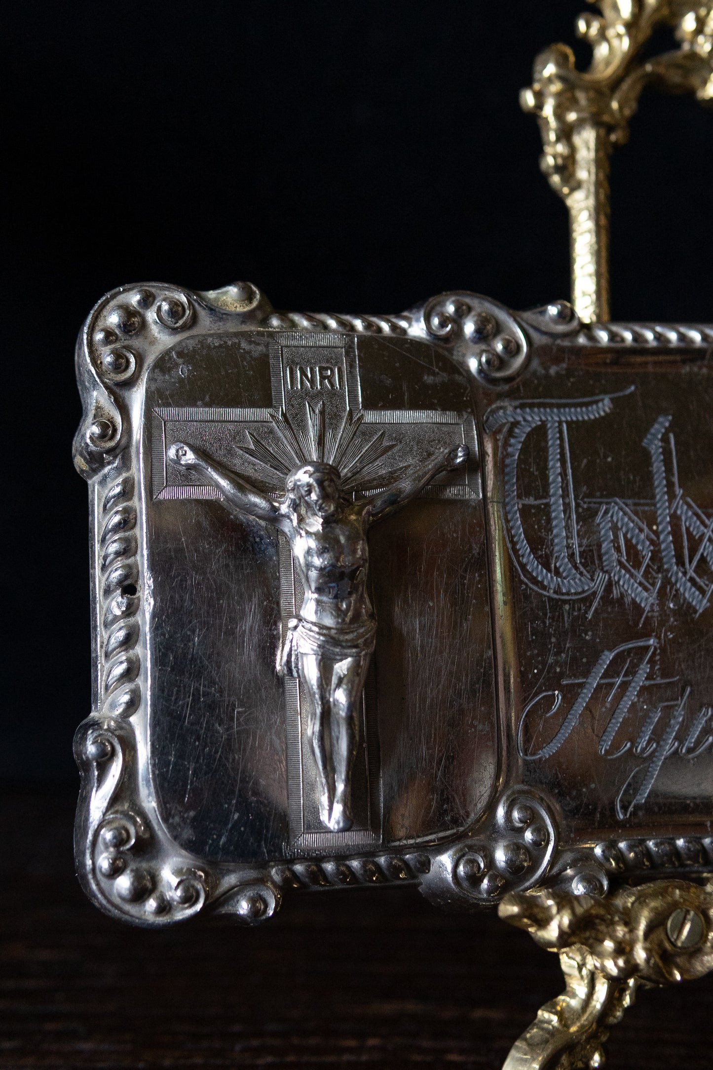 Antique corpus crusifix coffin plaque