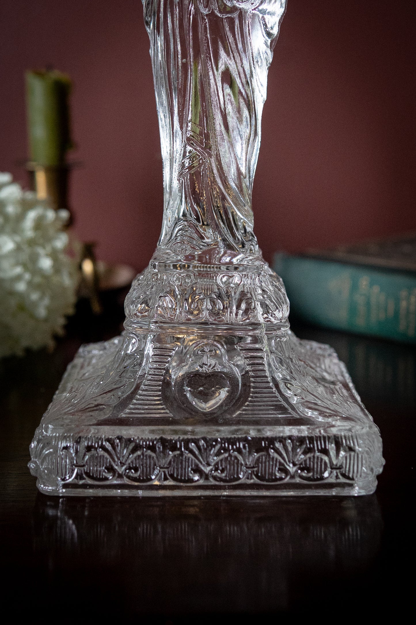 Vintage Madonna Glass Candleholder