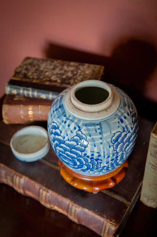 Vintage blue & white ginger jar