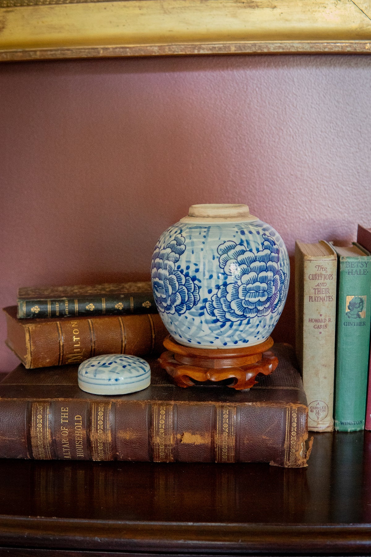 Vintage blue & white ginger jar