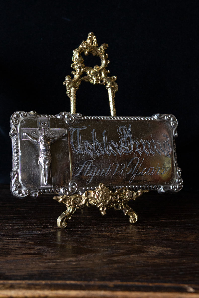 Antique corpus crusifix coffin plaque