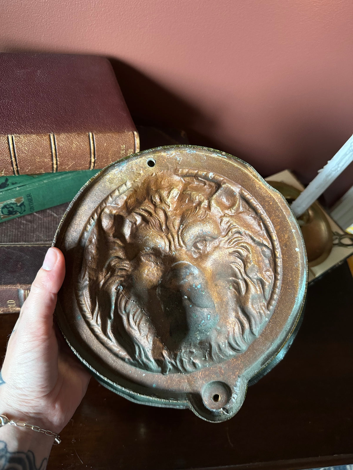 Large lion head door knocker